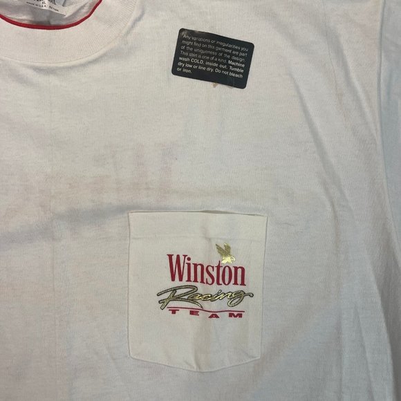 VTG 92 DEADSTOCK Single Stitch Winston Racing Team Wht Tee Sz XL + Trading Card - Picture 9 of 11